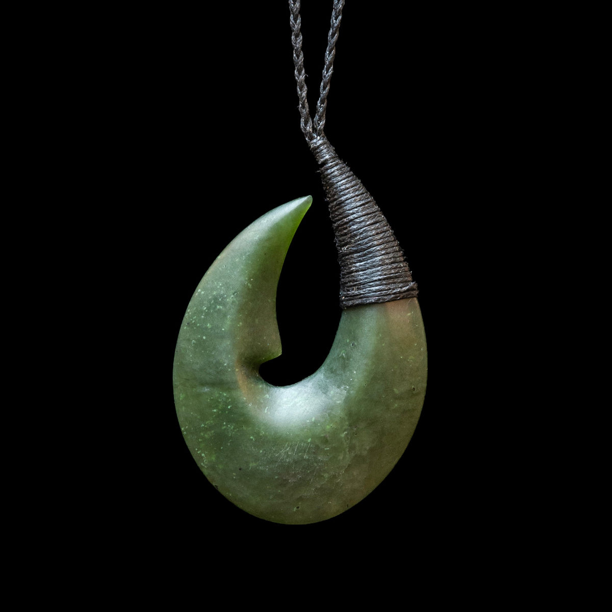 Hei Matau hook, bound handcrafted jade pendant-1